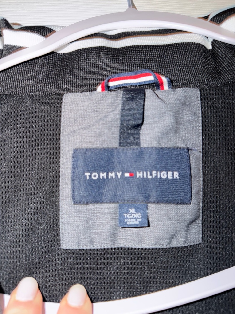 Tommy Hilfiger Charcoal Gray Hooded Varsity Bomber Jacket - Picture 4 of 4